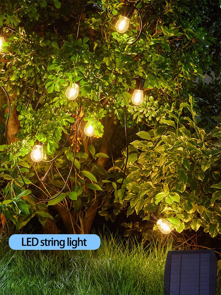 S14 LED Bulbs Holiday Garden Patio Festoon Outdoor Solar String Light