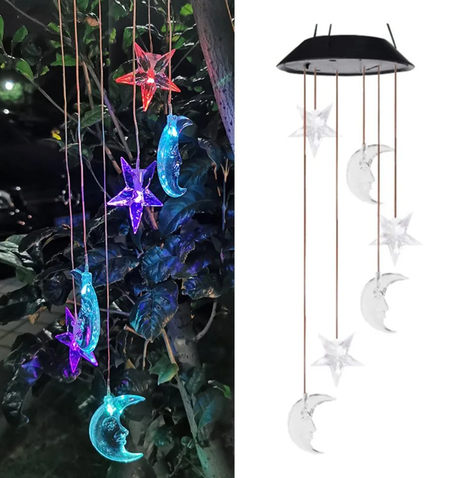 Multi-LED Color Changing Solar Lights String Hanging Light Waterproof Outdoor Solar Wind Lights Chimes