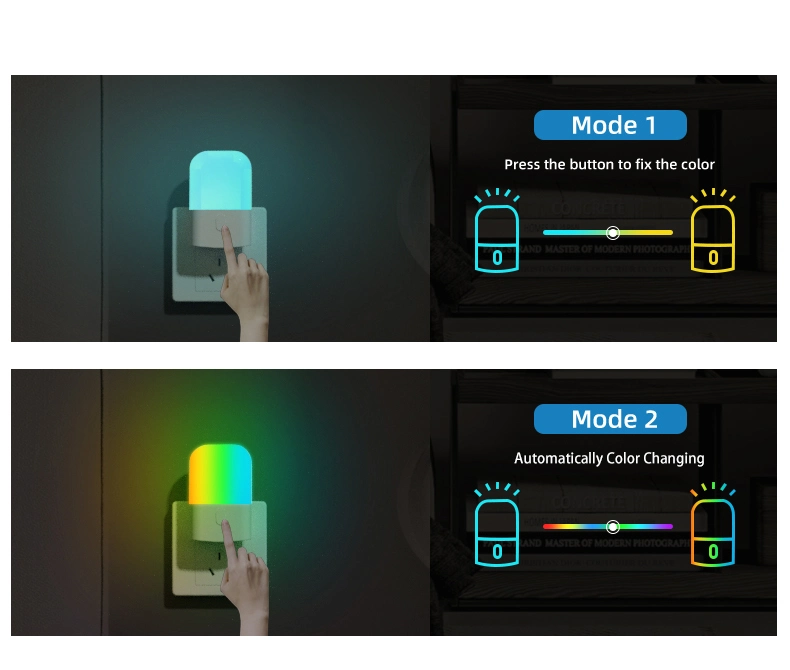 Night Light Plug in Walls Motion Sensor Light (ON/AUTO/Off) , Steplessly Dimmable RGB LED Night Light