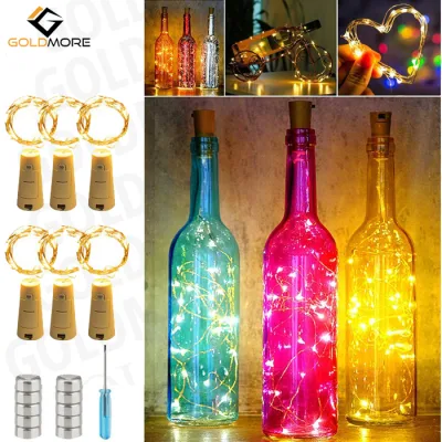 Goldmore11 10 LEDs Weinflaschen-Korkenlichter, Kupfer-Lichterkette für Flaschen-DIY, LED-Kupferdraht-Lichterkette